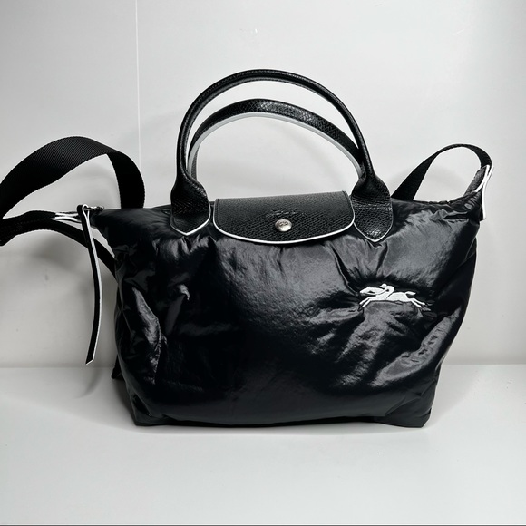 NEW LONGCHAMP Small Le Pliage Tote Black White - Picture 3 of 16